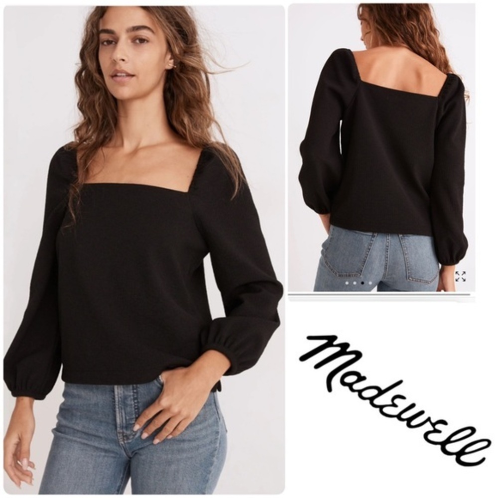 Madewell Women's Black Square Neck Top